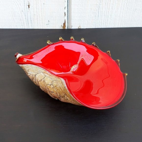 Vintage Hand Blown Glass Sea Shell Dish - Picture 6 of 7